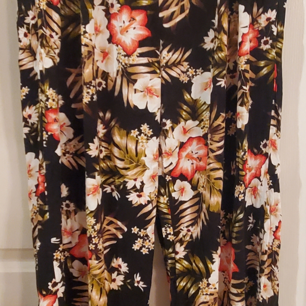 Hurley Black Floral Wide Leg Palazzo Pants